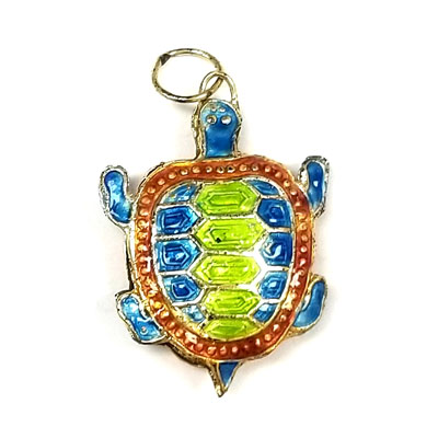 ENAMEL TURTLE 25X33MM LIGHT BLUE